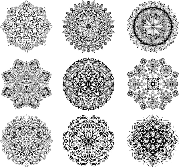 Conjunto de mandalas para colorear libro