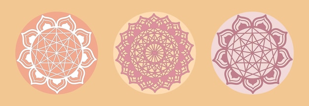 Conjunto de mandalas en colores pastel Cada elemento está aislado Ilustración vectorial