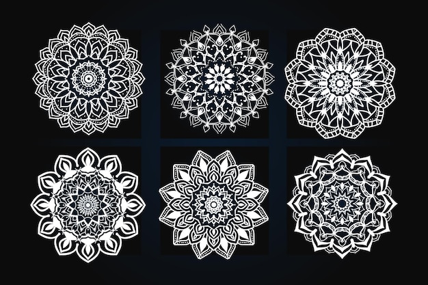 conjunto de mandalas decorativas sobre fondo blanco