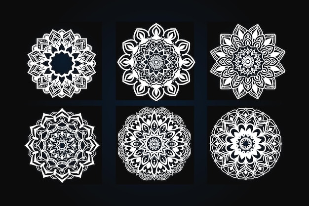 conjunto de mandalas decorativas sobre fondo blanco
