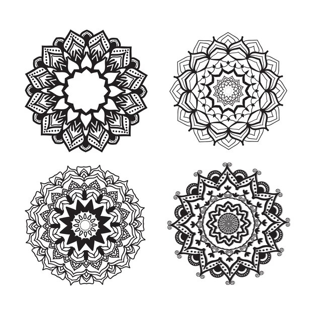 conjunto de mandalas decorativas sobre fondo blanco
