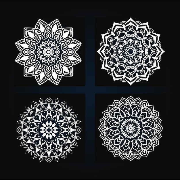 conjunto de mandalas decorativas sobre fondo blanco
