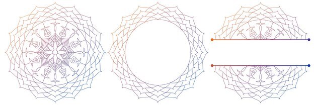 Conjunto de mandalas de flores Ornamento decorativo en la ilustración de vector de estilo étnico oriental