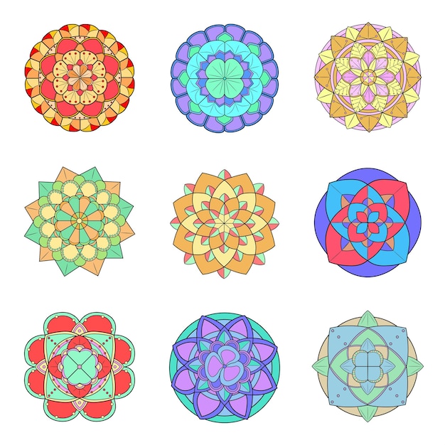 Vector conjunto de mandalas geometricos