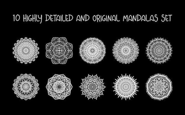 Conjunto de mandalas relajantes