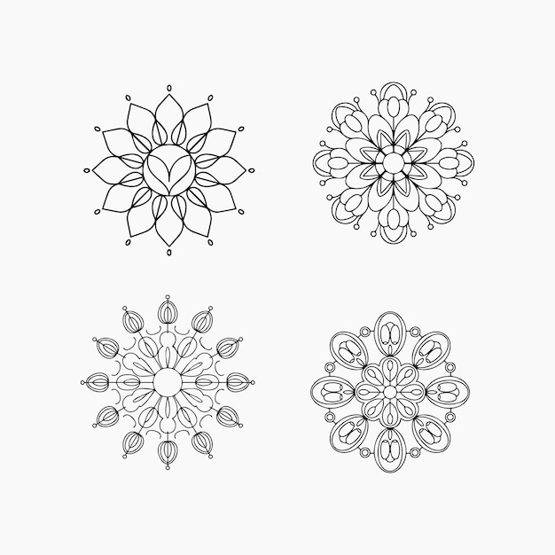 conjunto de mandalas vector de silueta de mandalas tradicionales