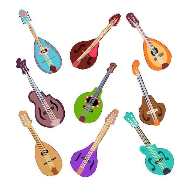 conjunto de mandolina ilustración vectorial de dibujos animados