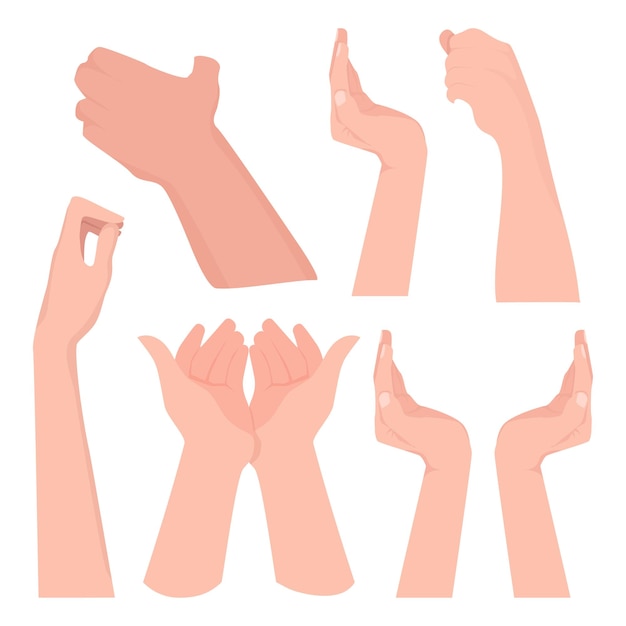 Conjunto de manos femeninas en diferentes posiciones.