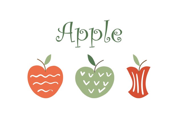 Un conjunto de manzanas texturizadas para el diseño.