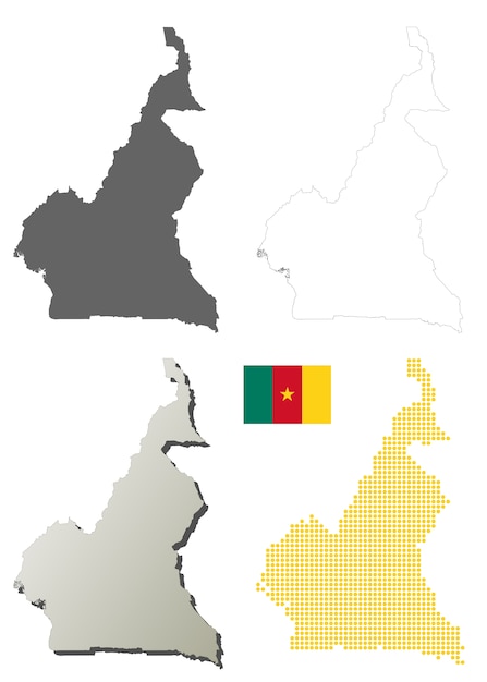 Vector conjunto de mapa de contorno de vector de camerún