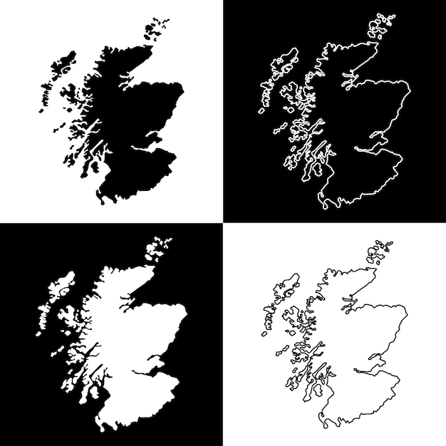 Conjunto de mapa de la región de Escocia Reino Unido ilustración vectorial