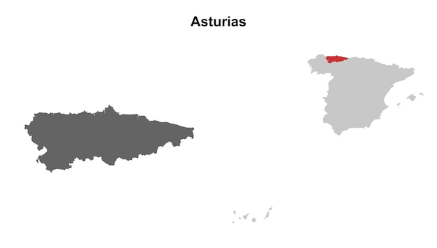 Conjunto de mapas en blanco de Asturias