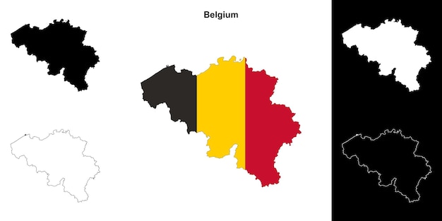 Conjunto de mapas en blanco de Bélgica