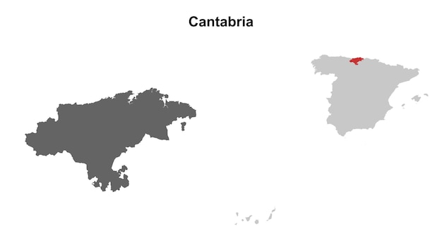 Conjunto de mapas en blanco de Cantabria