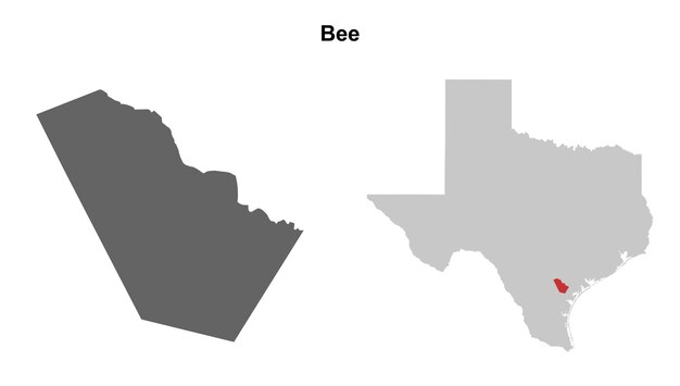 Conjunto de mapas en blanco del condado de Bee, Texas
