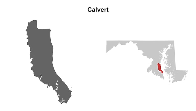 Conjunto de mapas en blanco del condado de Calvert, Maryland