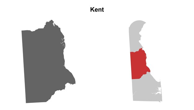 Conjunto de mapas en blanco del condado de Kent Delaware