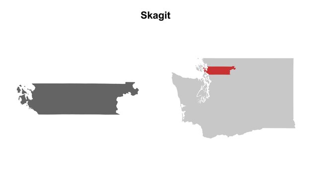 Conjunto de mapas en blanco del condado de Skagit en Washington