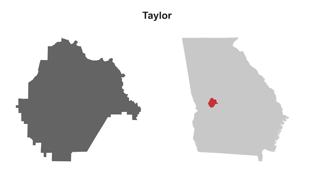 Conjunto de mapas en blanco del condado de Taylor, Georgia