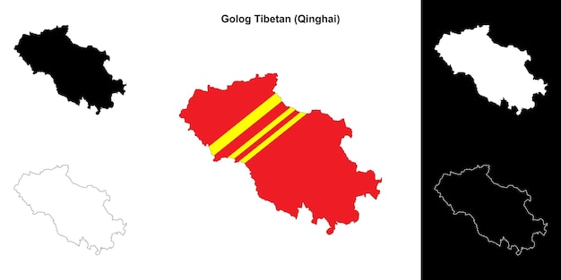El conjunto de mapas en blanco del contorno tibetano de Golog
