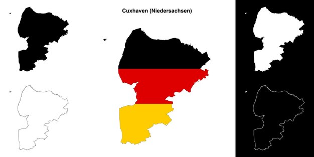 El conjunto de mapas en blanco de Cuxhaven Niedersachsen