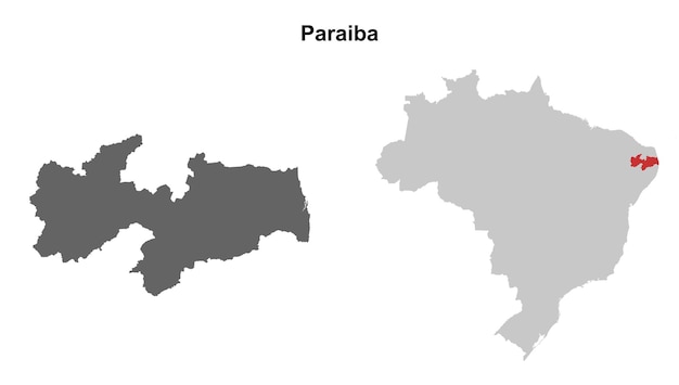 Conjunto de mapas en blanco del estado de Paraiba