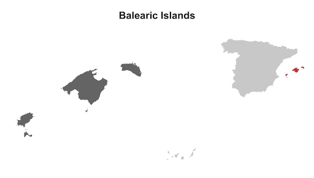 Conjunto de mapas en blanco de las Islas Baleares