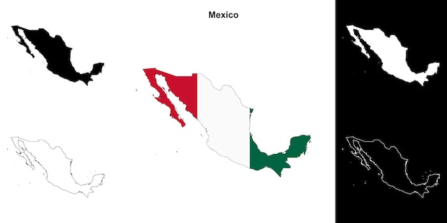 Conjunto de mapas en blanco de México
