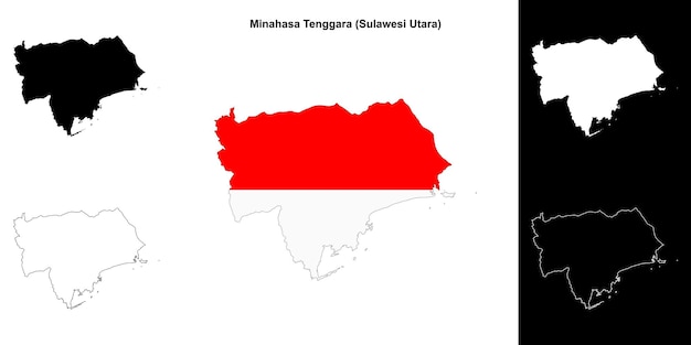 El conjunto de mapas en blanco de Minahasa Tenggara