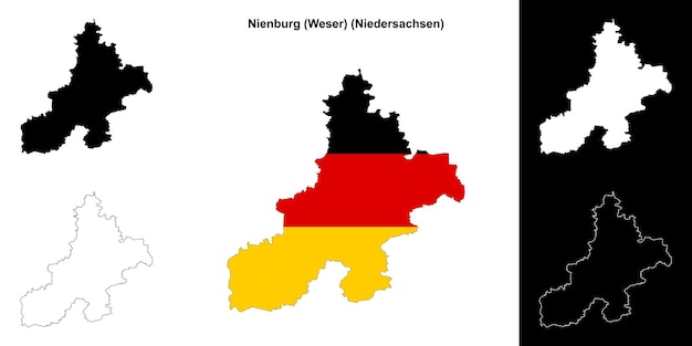 El conjunto de mapas en blanco de Nienburg Weser Niedersachsen