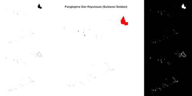 El conjunto de mapas en blanco de Pangkajene Dan Kepulauan