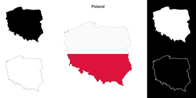 Conjunto de mapas en blanco de Polonia