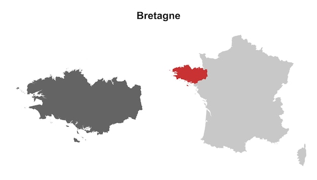 Conjunto de mapas en blanco de la región de Bretaña