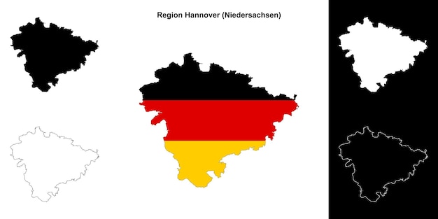 Conjunto de mapas en blanco de la región de Hannover Baja Sajonia