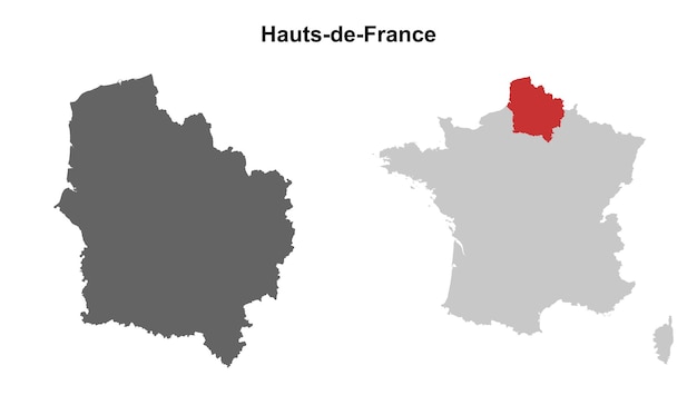 Conjunto de mapas en blanco de la región de Hauts de France