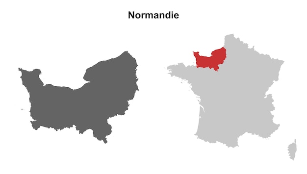 Conjunto de mapas en blanco de la región de Normandía