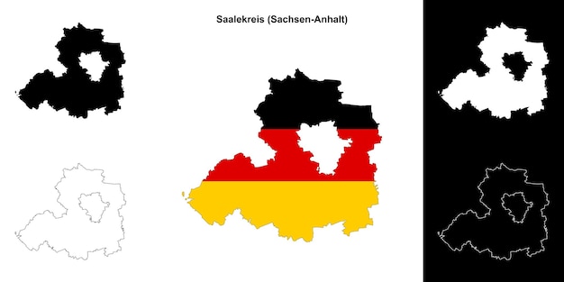 El conjunto de mapas en blanco de Saalekreis Sachsen Anhalt