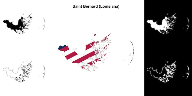 El conjunto de mapas del contorno de la parroquia de Saint Bernard en Luisiana