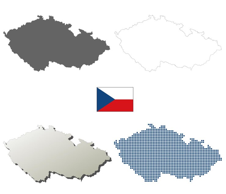 Conjunto de mapas de contorno vectorial de la República Checa