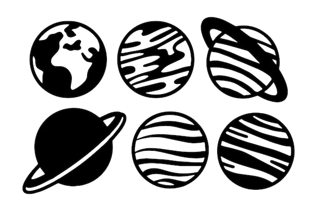 conjunto de mapas dibujados a mano colección de planetas vector