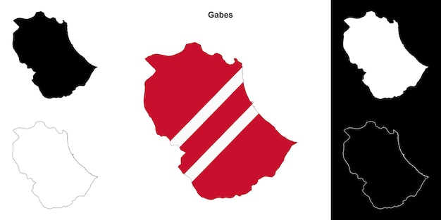 Conjunto de mapas de la gobernación de Gabes
