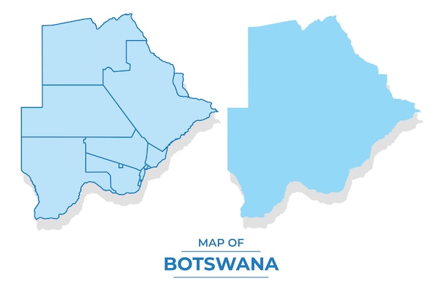 El conjunto de mapas vectoriales de Botsuana es una ilustración sencilla de estilo plano y contorno.