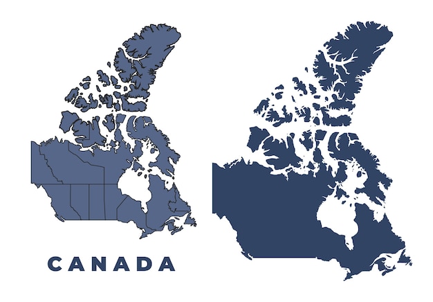 Conjunto de mapas vectoriales planos y de contorno de Canadá