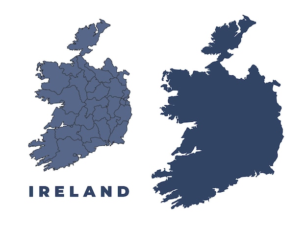 conjunto de mapas vectoriales planos y de contorno de Irlanda