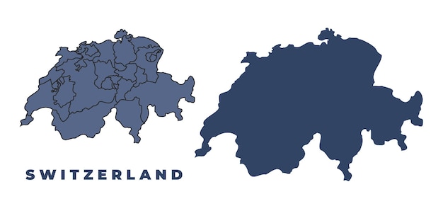conjunto de mapas vectoriales planos y de contorno de Suiza