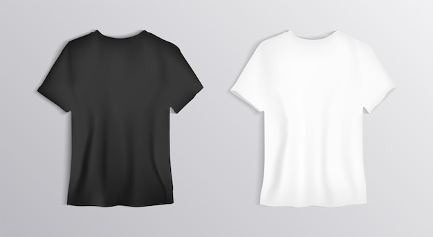 Conjunto de maquetas de camiseta en blanco y negro plantilla de marca de escaparate de prendas de vestir