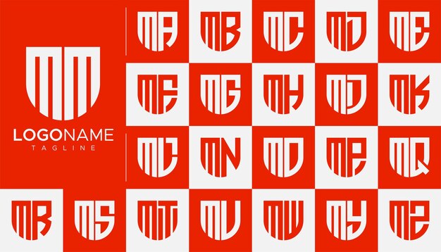Conjunto de marca de diseño de logotipo de letra M. Plantilla de logotipo de letra M moderna.