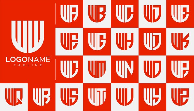 Conjunto de marca de diseño de logotipo de letra W. Plantilla de logotipo de letra W moderna.