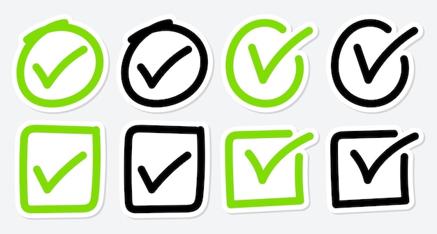 conjunto de marca de verificación dibujada a mano