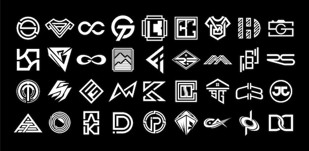 Conjunto de marcas de logotipo de la empresa minimalista con letras iniciales